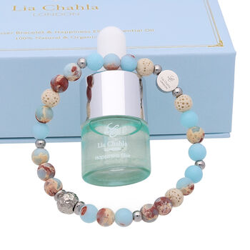 Blue Ocean Jasper Aromatherapy Bracelet With Relaxing Essential Oil, 3 of 8
