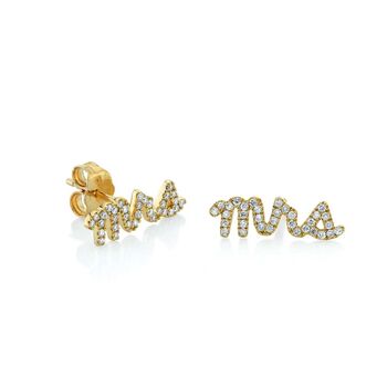 Ettie 'Mrs' Wedding Stud Earrings 18 K Gold Plated, 5 of 7