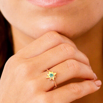 Guiding North Star Gemstone Gold Vermeil Ring, 3 of 11