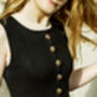 Black Button Down Split Front Peplum Vest Top, thumbnail 9 of 9