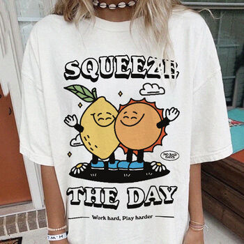 'Squeeze The Day' Retro Aesthetic Tshirt, 3 of 6
