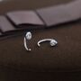 Cz Droplet Huggie Hoop Earrings In Sterling Silver, thumbnail 4 of 11