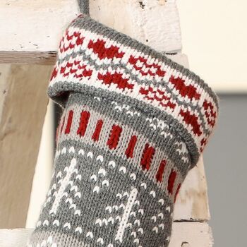 Personalised Chunky Knit Fair Isle Christmas Stocking, 5 of 10