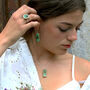 Ceramic, Glass And Gold Emerald Reef Sterling Silver Teardrop Earrings, thumbnail 2 of 3