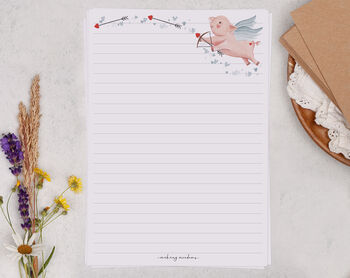 A5 Letter Writing Paper With Cupid Pig Design, 3 of 5