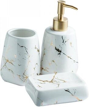 White Three Piece Ceramics Bathroom Accessories Set, 4 of 6