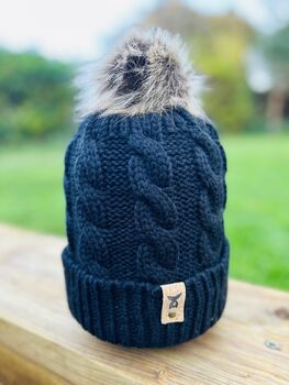 Patterned Beanie | Knitted Bobble Hat, 7 of 11