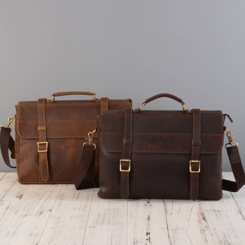 leather laptop satchel bag by eazo