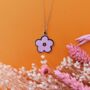 Gold Plated Pink Floral Necklace, thumbnail 1 of 6
