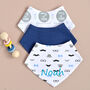 Personalised Set Of Three Bandana Bibs For Baby Boy: Moustache And Wild Designs, thumbnail 1 of 4