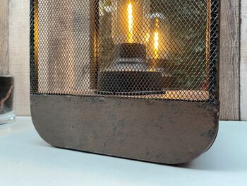 36cm Industrial Battery Operated Lamp Wall Or Table Lighting Brown Metal, 4 of 9