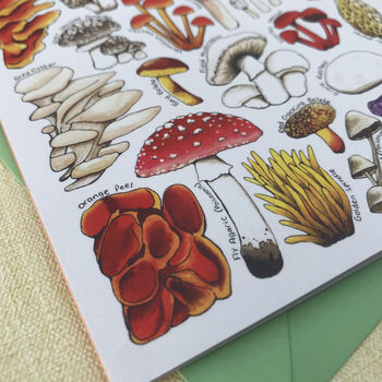 Mushrooms Of Britain Art Blank Greeting Card, 5 of 11