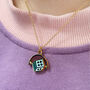 Roll The Dice Enamel Turning Charm Fidget Necklace, thumbnail 3 of 4