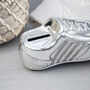 Personalised Silver Plated Football Boot Money Box, thumbnail 2 of 3