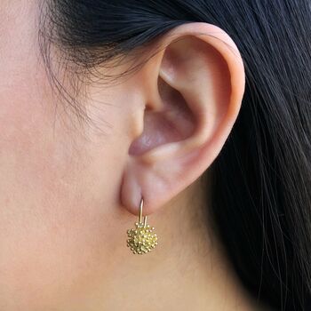 Dandelion Spike Gold Plated Silver Stud Earrings, 7 of 12