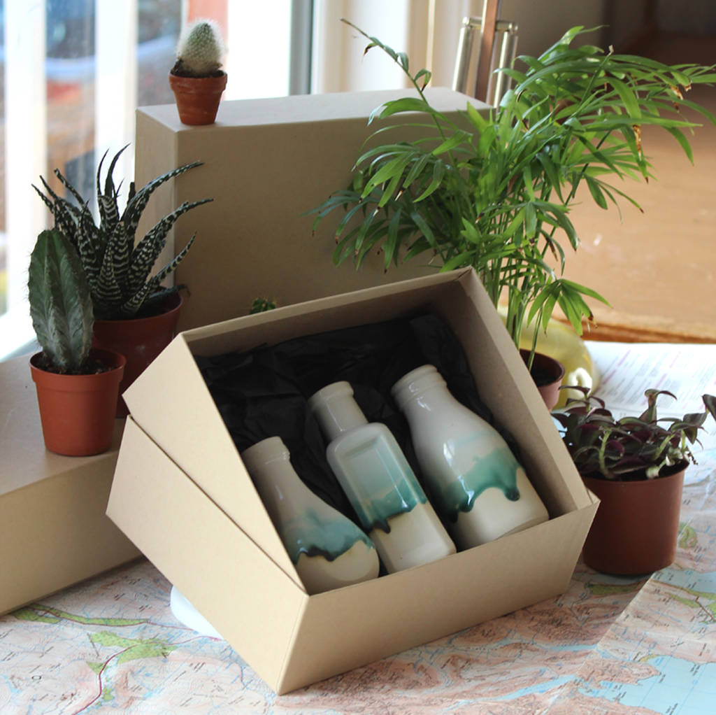 Gift Set Of Three Bottle Vases By Helen Rebecca Ceramics