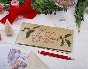 Christmas Money Envelopes With Holly Design For Gift Cards, Concert Tickets And Vouchers, 2 of 3