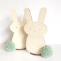 Personalised Pom Pom Bunny Wooden Decoration, thumbnail 3 of 3