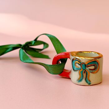 Hand Painted Mini Ceramic Mug Christmas Ornament, 3 of 4