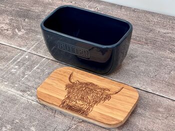 Highland Cow Blue Butter Dish, 2 of 5