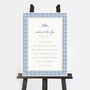Blue Tile Mediterranean Wedding Order Of The Day Sign, thumbnail 2 of 3