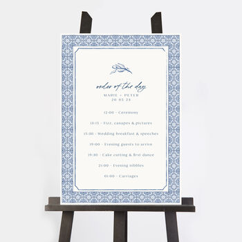 Blue Tile Mediterranean Wedding Order Of The Day Sign, 2 of 3