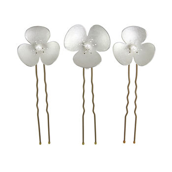 Sterling Silver Poppy Pearl Hairpins, Become Jewellery, 3 of 5
