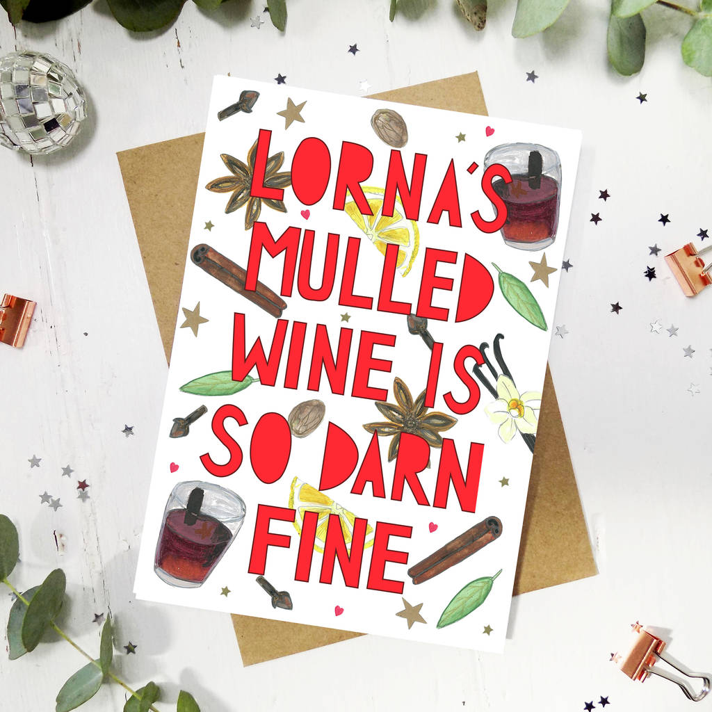 personalised 'mulled wine' funny christmas card by miss bespoke