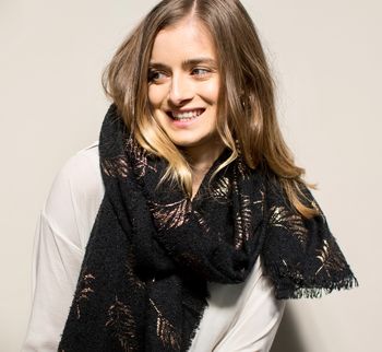 Woven Blanket Scarf With A Gold Leaf, 2 of 7