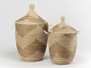 Alibaba Handwoven Laundry Basket With Grey Chevrons, 2 of 5