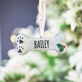 Personalised Dog Bone Christmas Decoration, 2 of 3