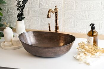 Verdigris Green Patina Solid Copper Sink – Handmade Vessel Basin For Kitchen And Bathroom, 12 of 12