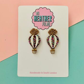 Hot Air Balloon Glitter Earrings *More Colours Available*, 2 of 2