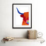 Bright Highland Scottish Cow Bull Coo Decor Art Print, thumbnail 2 of 3