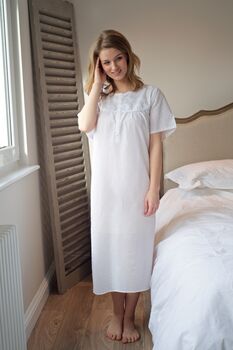 Women's White Cotton Nightdress Blondy, 4 of 4