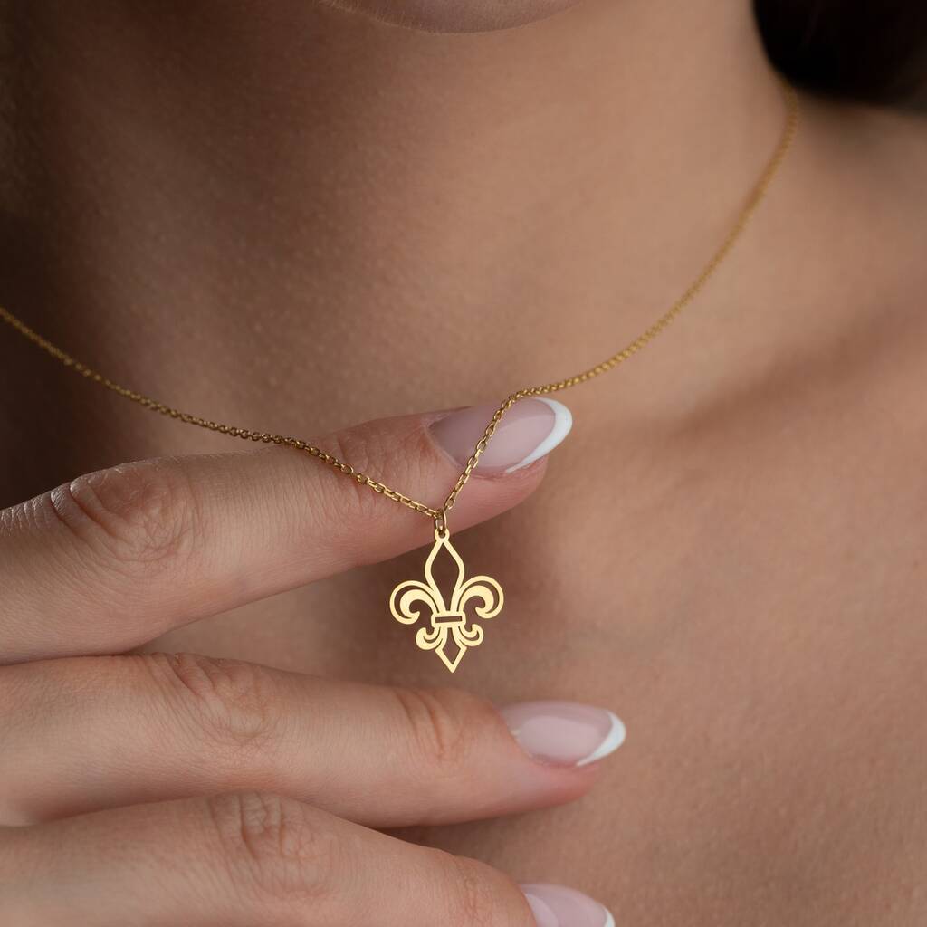 Sterling Silver Fleur De Lis Necklace, 1 of 10