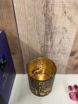 Stag Pillar Candle Holder 20cm Black And Gold Metal Gift, 5 of 11