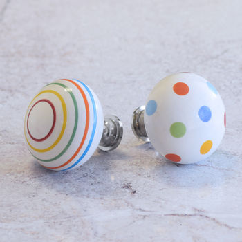 Large Colourful Ceramic Spotted Striped Cupboard Knobs, 6 of 6