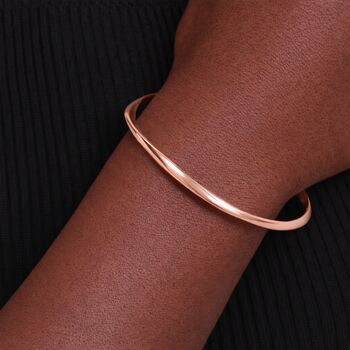 Rose Gold Plated Sterling Silver Soft Twist Bangle Bracelet, 3 of 6