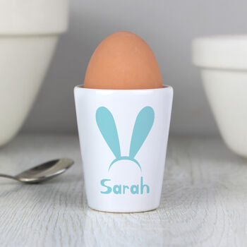 Personalised Easter Bunny Ears Ceramic Egg Cup, 2 of 4