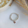 Sterling Silver Personalised Initial Love Heart Charm Stacking Stretch Bead Ring, thumbnail 2 of 6
