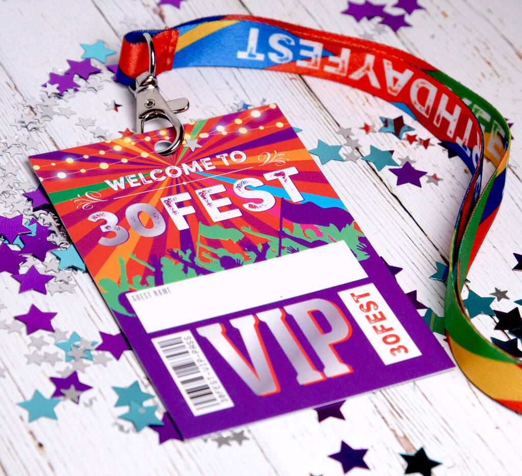 30 Fest 30th Birthday Party Vip Pass Lanyard Favours, 1 of 8