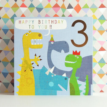 Copper Foiled Dinosaur 3rd Birthday Card, 2 of 5