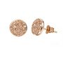 Round 18k Rose Gold Plated Rose Druzy Crystal Studs, thumbnail 4 of 5