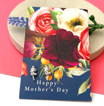 Mother's Day Sterling Silver Mini Lavender Flower Earrings, 5 of 12