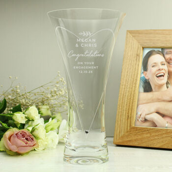 Hand Cut Crystal Glass Vase – Engraved Wedding, Anniversary And Engagement Gift, 2 of 4