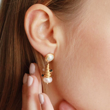 Handmade Tourmaline Freshwater Pearl Earrings In A Box, 2 of 8