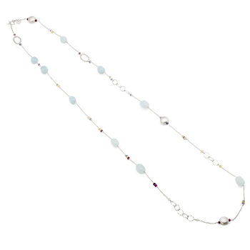 Silver Aquamarine Necklace 14' To 15', 16 To 18', 36', 6 of 12