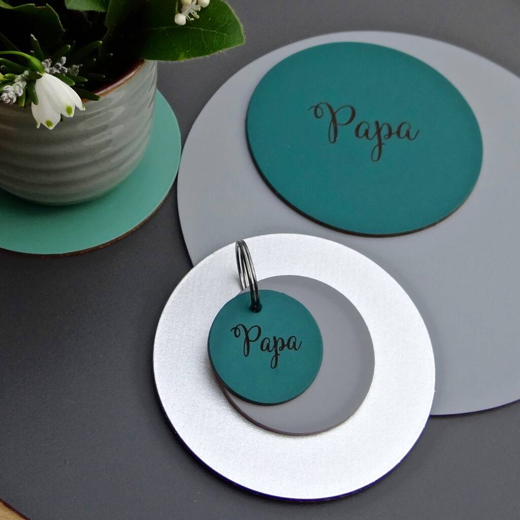 Image of Round Personalised Leather Keyring