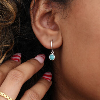 Silver Semi Precious Hoop Earrings, 2 of 7